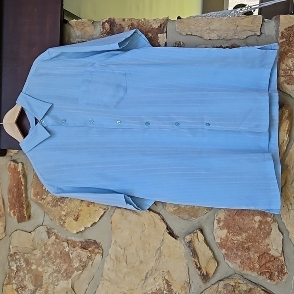 David Taylor Collection Blue Short Sleeve Button‎ Down Collar Shirt Sz XL